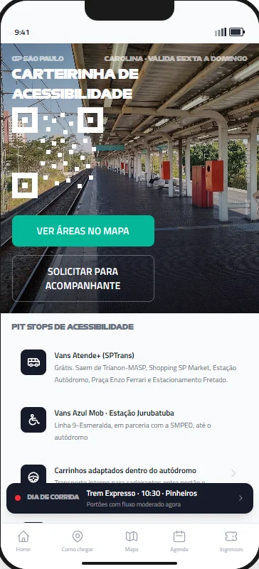 pra todo público: tela do protótipo · autódromo